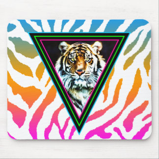 Alfombrilla De Ratón Corey Tiger 80's Vintage Neon Triangles Tiger Face