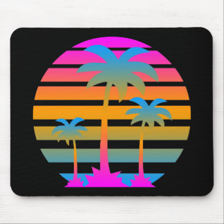 ALFOMBRILLA DE RATÓN COREY TIGER RETRO SUNSET PALM ÁRBOLES