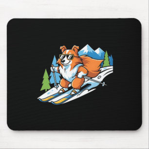 Alfombrilla De Ratón Corgi Alpino En Esquís Gafas De Sol Geniales Escen