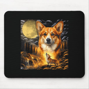 Alfombrilla De Ratón Corgi aullando a la luna, luna vintage animal 90s