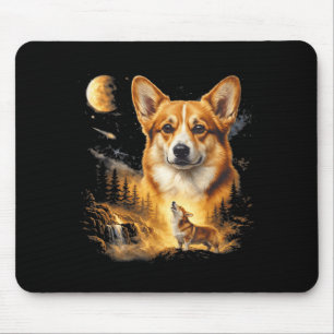 Alfombrilla De Ratón Corgi Aullando a La Luna Vintage 90s Perro Diverti