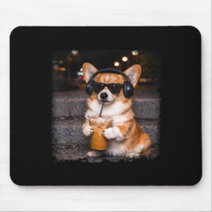 Alfombrilla De Ratón Corgi bebiendo café helado amante del humor divert