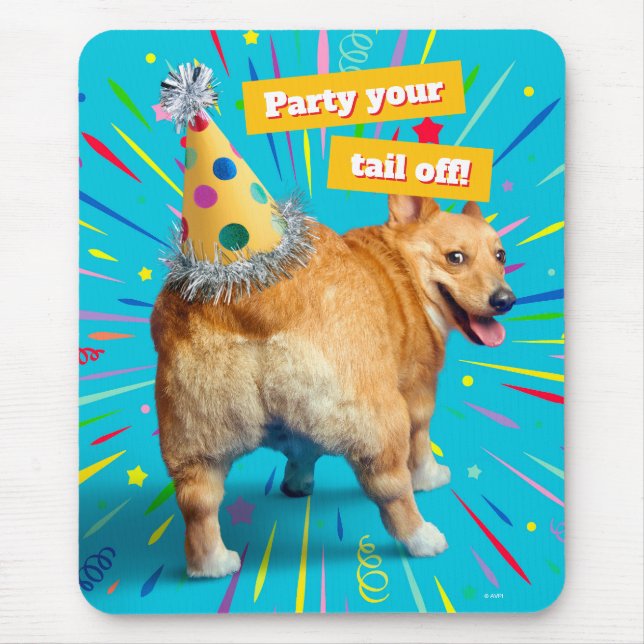 Alfombrilla De Ratón Corgi Butt Birthday Hat (Frente)