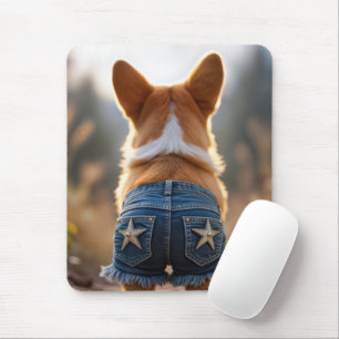 Alfombrilla De Ratón Corgi Con Denim Shorts