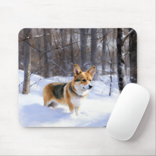 Alfombrilla De Ratón Corgi Deja que nieve Navidad