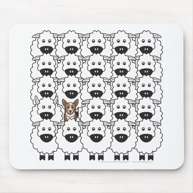 Alfombrilla De Ratón Corgi en las ovejas (Frente)