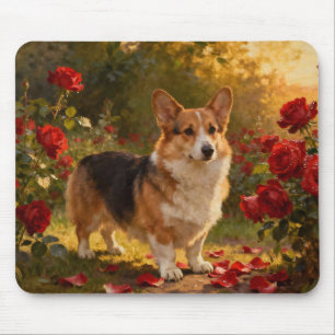 Alfombrilla De Ratón Corgi en las Rosas V