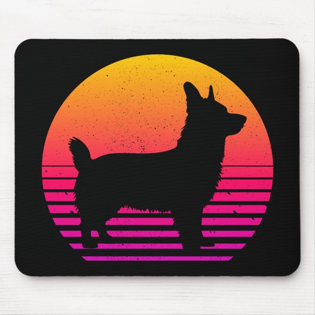 Alfombrilla De Ratón Corgi estilo retro 80 (Frente)