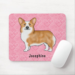 Alfombrilla De Ratón Corgi Galés Pembroke Rojo Sobre Corazones Rosas Co