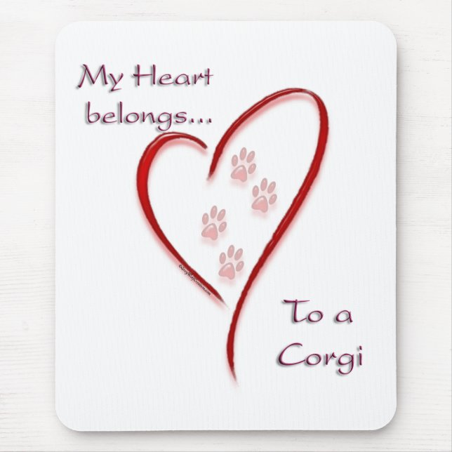 Alfombrilla De Ratón Corgi Heart Pertenece (Frente)