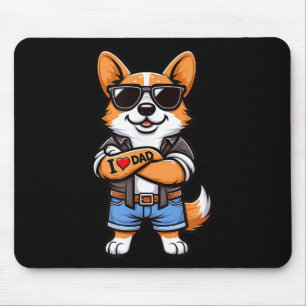 Alfombrilla De Ratón Corgi I Love Dad Funny Dog Tattoo