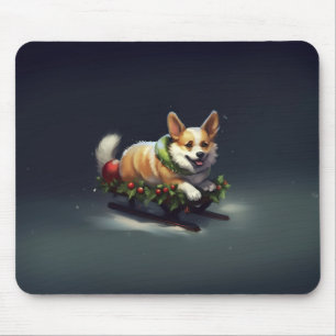 Alfombrilla De Ratón Corgi Navidad nieve invierno