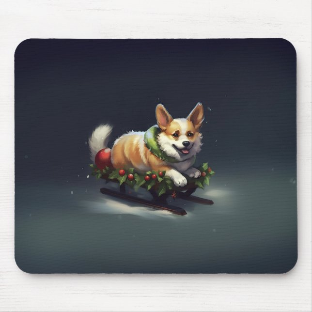 Alfombrilla De Ratón Corgi Navidad nieve invierno (Frente)
