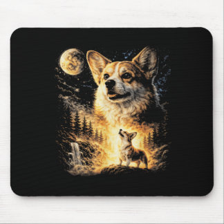 Alfombrilla De Ratón Corgi Vintage de los 90 aullando a la luna Corgi d