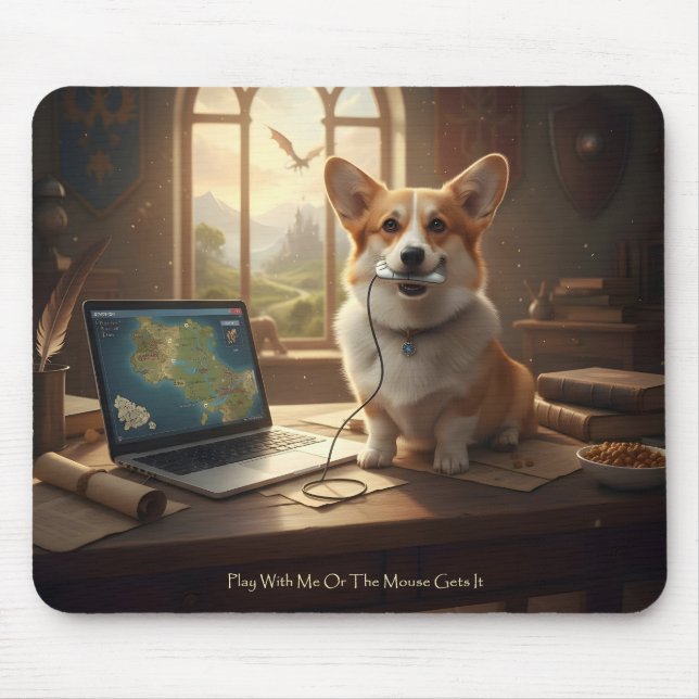 Alfombrilla De Ratón Corgi y Ratón (Frente)