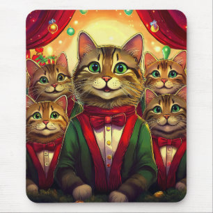 Alfombrilla De Ratón Coro de Navidades de gatos de Tabby