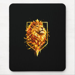 Alfombrilla De Ratón Corona de León de Fuego Geométrico