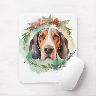 Alfombrilla De Ratón Corona Navideña Festiva Treeing Walker Pup