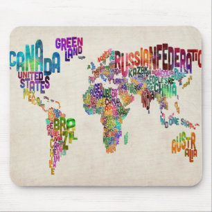 Alfombrilla De Ratón Correspondencia de texto del mundo
