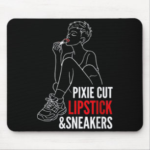 Alfombrilla De Ratón Corte de pelo pixie femenino, lápiz labial y zapat