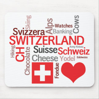 Alfombrilla De Ratón Cosas suizas preferidas - amor Suiza de I