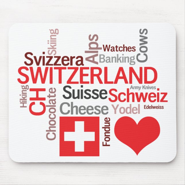 Alfombrilla De Ratón Cosas suizas preferidas - amor Suiza de I (Frente)