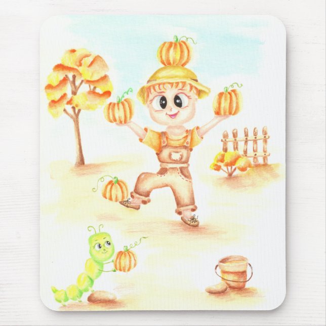 Alfombrilla De Ratón Cosecha de moras niño de jengibre (Frente)