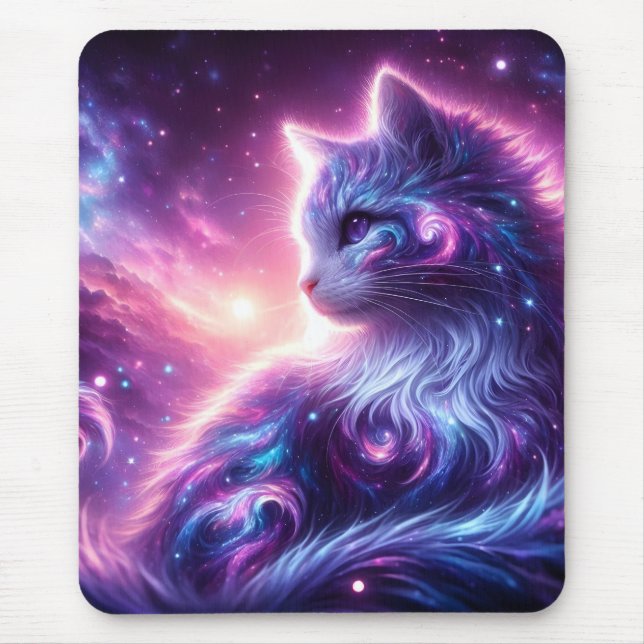 Alfombrilla De Ratón Cosmic Galaxy Mystical Feline Celestial (Frente)