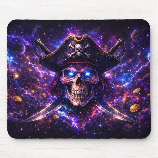 Alfombrilla De Ratón Cosmic Pirate Skull Galaxy Gaming Mouse Pad (Frente)