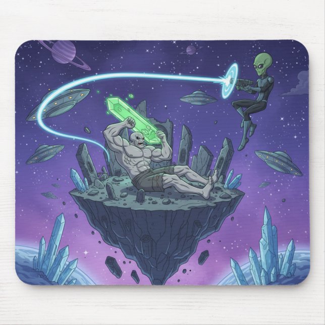 Alfombrilla De Ratón Cosmic Showdown — Alien vs Buff Titan (Frente)