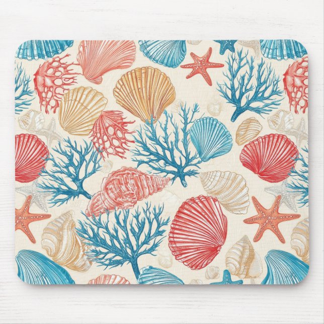 Alfombrilla De Ratón Costa Rústica - Aguas marinas, pez estrella, arrec (Frente)
