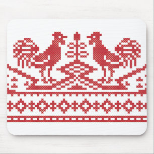 Alfombrilla De Ratón Costilla cruzada del Rooster Rojo