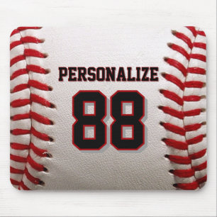 Alfombrilla De Ratón Costura Clásica de Béisbol con Nombre y Número Per