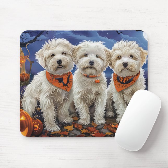 Alfombrilla De Ratón Coton De Tulear Halloween Spooky (Con ratón)