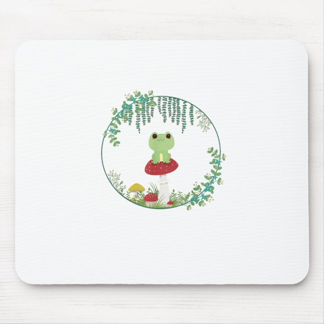 Alfombrilla De Ratón Cottagecore Aesthetic Kawaii Frog Goblincore Cute  (Frente)