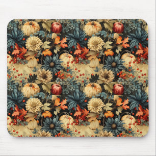 Alfombrilla De Ratón Cottagecore Otoñal Floral de Calabaza Oscuro