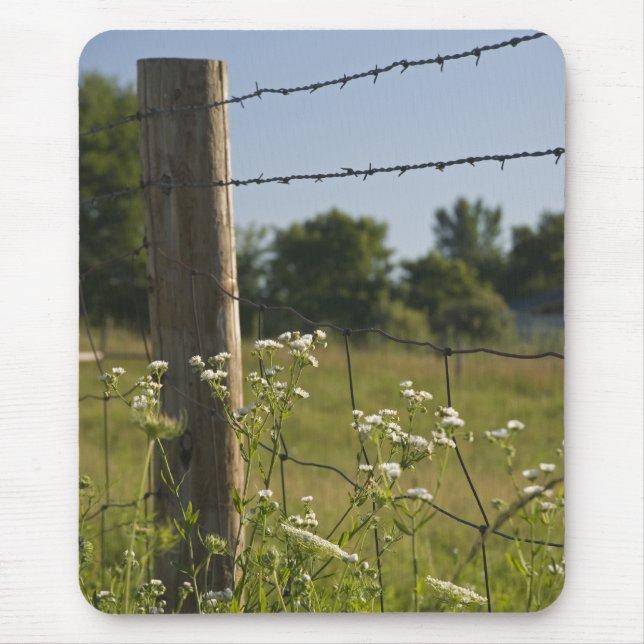 Alfombrilla De Ratón Country Fence Post y Wildflowers (Frente)