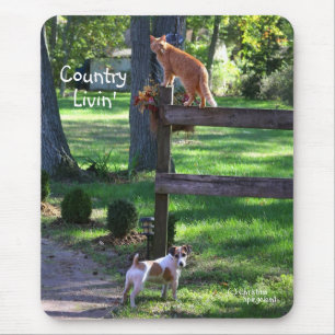 Alfombrilla De Ratón Country Livin gato jack russell dog