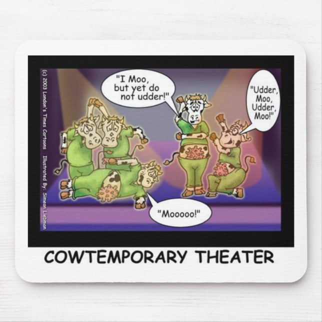 Alfombrilla De Ratón Cow-Temporary Theater Funny Cows Gifts & Tees (Frente)