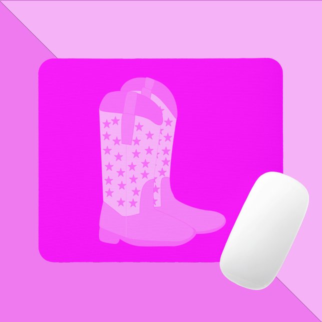 Alfombrilla De Ratón Cowboy Boots Stars fondo rosado (A mouse pad featuring a pair of pink cowboy boots with stars.)