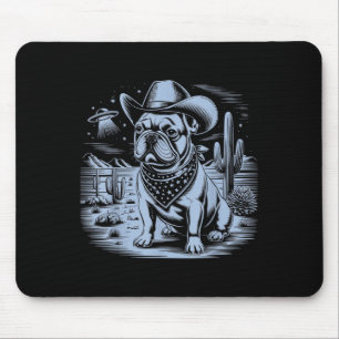 Alfombrilla De Ratón Cowboy divertido Bulldog francés Ufo Vintage Weste