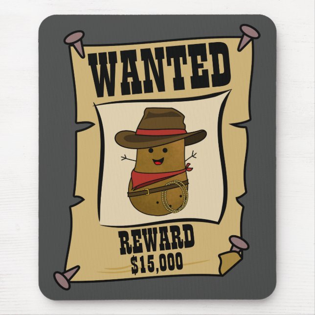 Alfombrilla De Ratón Cowboy Potato Wanted Poster (Frente)