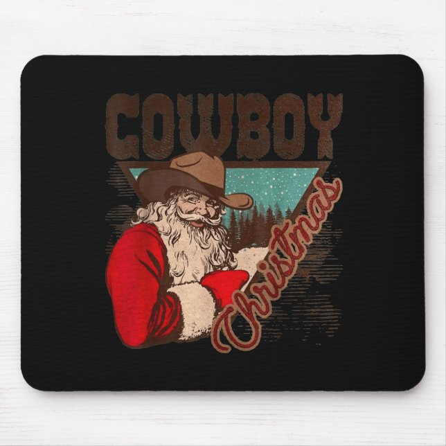 Alfombrilla De Ratón Cowboy Santa Claus Merry Christmas Western Country (Frente)