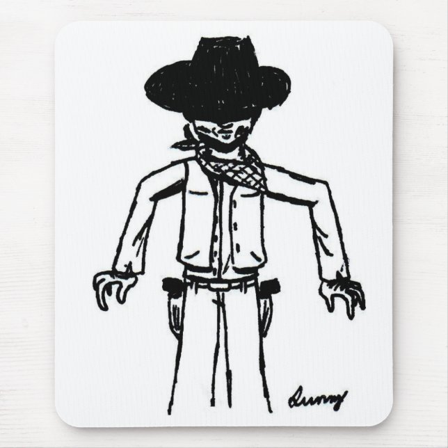 Alfombrilla De Ratón Cowboy Sketch Mousepad (Frente)