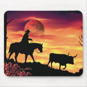 Alfombrilla De Ratón Cowboy Y Longhorn Steer
