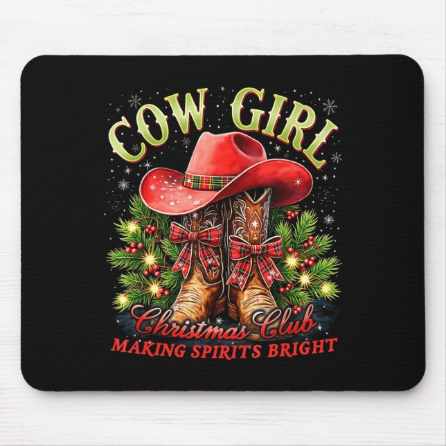 Alfombrilla De Ratón Cowgirl Howdy Christmas Y'all Xmas Wild West Coque (Frente)