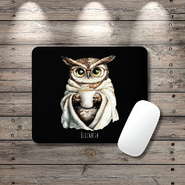 Alfombrilla De Ratón Cozy Owl with Coffee Mug Mouse Pad