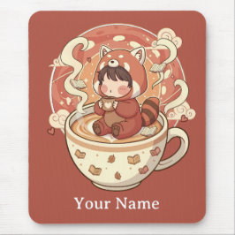 Alfombrilla De Ratón Cozy Red Panda Brew Office Mouse Pad