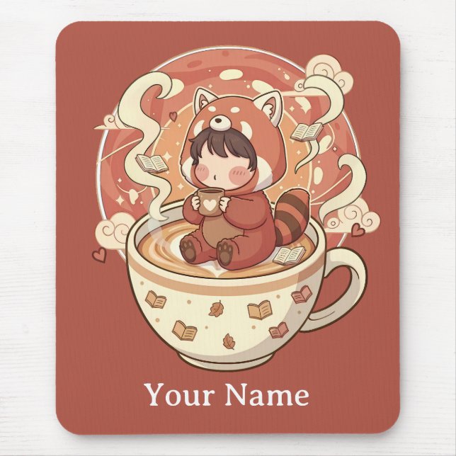 Alfombrilla De Ratón Cozy Red Panda Brew Office Mouse Pad (Frente)