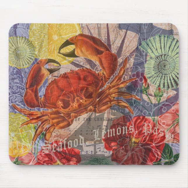 Alfombrilla De Ratón Crab Nautical Beach Art (Frente)